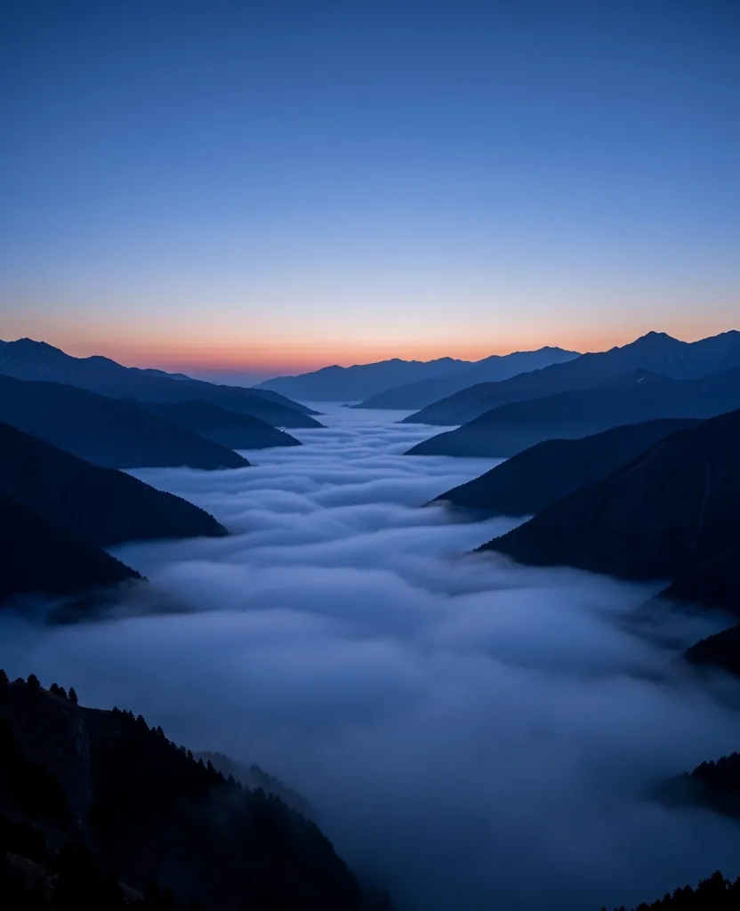 夜明け前の山並み